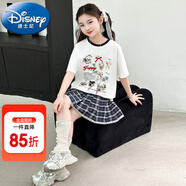 迪士尼（Disney）童裝女童套裝夏季2024新款中大童女孩夏裝扎染純棉短袖T恤半身裙 藏青色R53款 140 建議身高130-140cm年齡9-10歲