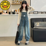 G.DUCKKIDS小黃鴨女童春秋款牛仔背帶褲套裝女孩吊帶褲子學院風大兒童秋季休 套裝 120 cm