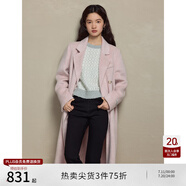 自巧（ZIQIAO）小個(gè)子正肩100%全羊毛雙面呢大衣女2023冬季新款毛呢西裝外套 櫻草粉 XS (2碼)