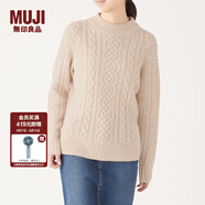 無(wú)印良品 MUJI 女式 阿蘭圖案 高領(lǐng)毛衣 長(cháng)袖針織衫女款冬季W(wǎng)9AA874 燕麥色 L (165/88A)