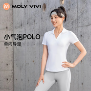 MOLY VIVI小氣泡速干T恤女短袖2025夏季新款修身V領運動跑步上衣 云朵白 L