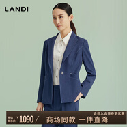 藍(lán)地[商場(chǎng)同款]LANDI牛仔藍(lán)高級(jí)感收腰通勤西裝上衣女外套春新品 藍(lán)松鴉 S