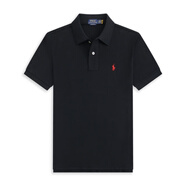 POLO SPORT保羅polo衫男士純棉翻領(lǐng)商務(wù)休閑短袖T恤刺繡小馬標(biāo)運(yùn)動(dòng)半袖上衣 黑色紅標(biāo) XL (歐碼偏大)170-185斤