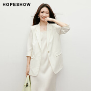 紅袖（hopeshow）白色休閑西裝新款女裝正肩一?？鄞垢卸掏馓酌装?04S