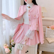 NJTD秋季連衣裙2025年新款連衣裙2023小香風(fēng)氣質(zhì)裝裙兩件青年春 粉色兩件裝內帶安全褲 M M