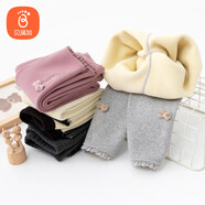 貝瑞加（Babyprints）女孩秋冬打底褲加絨保暖長(zhǎng)褲學(xué)生加厚休閑外穿長(zhǎng)褲 淺灰150