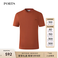 PORTS寶姿男裝時(shí)尚休閑修身款圓領(lǐng)短袖T恤MM9N106LCC039 布朗尼色 L