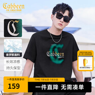 卡賓男裝 【涼感】索羅那暈染印花T恤秋潮流肌理LOGO短袖街頭休閑A 漆黑色-涼感 S /165/46