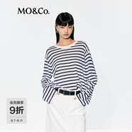 MO&Co.【C+系列】輕薄針織衫2025夏新品桑蠶絲棉麻交織落肩MBE2SWT002 藍白條色 S 160