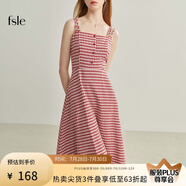 FANSILANEN范思藍恩22FS2124法式格子吊帶連衣裙女夏季長款甜美氣質(zhì)顯瘦裙子 吊帶紅白格 M