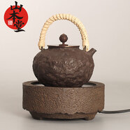 山本堂高端日本鐵壺原裝進(jìn)口砂鐵壺煮茶器家用泡茶壺辦公室鑄鐵壺?zé)畨?巖肌石頭壺700ML