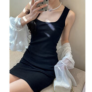 GPQSWQ嚴選春夏季新款氣質(zhì)感吊帶包臀裙女性感修身顯瘦可外穿連衣裙 黑色 S (適合體重95斤以下)