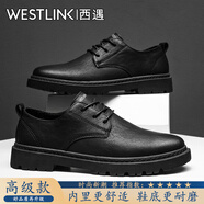 西遇（Westlink）休閑皮鞋男2025新款男士百搭低幫馬丁靴男款鞋子商務(wù)正裝英倫男鞋 黑色【高級款】 單層 39 （標準運動(dòng)鞋尺碼）