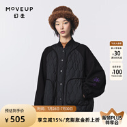 幻走（MOVEUP）2023冬季新款.FUN系列撞布口袋繡花設(shè)計(jì)師中長(zhǎng)款外套女 夜黑 S
