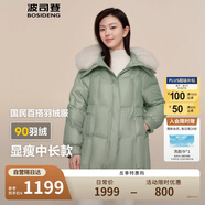 波司登反季冬季羽絨服女款短款翻領大毛領新國標90絨商場同款外套