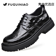 富貴鳥(niǎo)FGN/富貴鳥(niǎo)男鞋透氣商務(wù)休閑皮鞋男正裝皮鞋婚鞋厚底 黑色_FG18440621 39 _偏大一點(diǎn)(頭層牛皮)