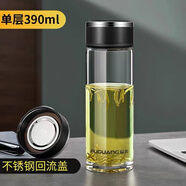 富光雙層玻璃杯男女士商務(wù)單層便攜濾網(wǎng)辦公車(chē)載帶蓋防漏茶水杯子 鋼蓋黑色 390毫升無(wú)漏網(wǎng) 致康