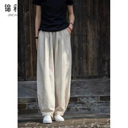 錦彩灣彎刀褲鐮刀褲女小個(gè)子夏款棉麻燈籠褲女夏季2025新款亞麻休閑褲高 原麻色  M 建議90至105斤