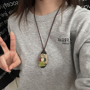 文藝范復古木質(zhì)項鏈長(cháng)款民族風(fēng)毛衣鏈森女系韓版百搭紐扣掛件配飾 木質(zhì)項鏈-X4808