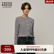 Teenie Weenie小熊冬裝絞花針織開衫毛衣外套美麗諾綿羊毛 中灰色 160/S