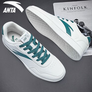 安踏男鞋板鞋小白鞋2025官方新款運動(dòng)鞋透氣輕便街頑平板男士休閑鞋 -4象牙白/鼠尾草綠 41