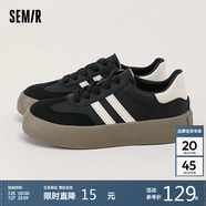 Semir女鞋德訓(xùn)鞋女春夏透氣百搭休閑運(yùn)動(dòng)鞋板鞋女SFYM233655 黑色 40