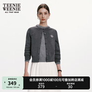Teenie Weenie小熊女裝簡約時尚秋冬短款圓領(lǐng)針織衫長袖空調(diào)衫外套開衫罩衫 灰色 M (165)