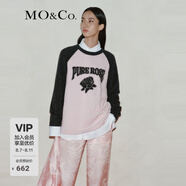 MO&Co.春秋美式復古寬松毛衣紅色摩安珂 冰粉色 M 165