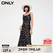 ONLY春季時(shí)尚優(yōu)雅側(cè)開(kāi)叉中長(zhǎng)款吊帶連衣裙女|124107041 H13 涂鴉波點(diǎn)黑白色 L 170/88A
