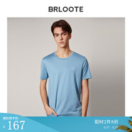 Brloote/巴魯特新疆長絨棉短袖T恤男圓領(lǐng)小白T夏季簡約百搭體恤衫上衣新品 淺藍(lán) 165/88A