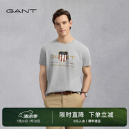 GANT/甘特【100%棉】男女情侶款學院風美式休閑圓領短袖重磅T恤 93煙灰色 M