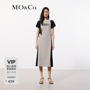 MO&Co.連衣裙夏美式復(fù)古撞色收腰斑駁做舊字母T恤裙摩安珂 中花灰色 S 160