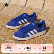 adidas「面包鞋」GRAND COURT BASE 00s休閑低幫板鞋男女阿迪達斯 半熒光藍/白色/樹(shù)脂黃   44.5