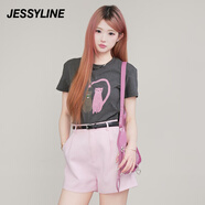 Jessy line杰茜萊灰色可愛減齡正肩短袖T恤女2025夏新款上衣 jessyline 灰 M
