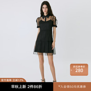 moussy 秋季女裝新款微透歐根紗優(yōu)雅名媛襯衫連衣裙028GSG30-0190 020黑色 M 00002