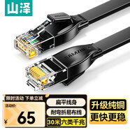 山澤 六類網(wǎng)線 CAT6類千兆純銅扁平網(wǎng)線 電腦/家裝/寬帶網(wǎng)絡(luò)連接跳線 黑色30米HBP630匹配路由器