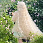 詩(shī)迦努橘紅色全頭假發(fā)女長(cháng)發(fā)玉米卷lolita森系寫(xiě)真 淺金色送發(fā)網(wǎng) 短發(fā)