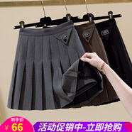 歐貝汐半身裙新款女百褶裙春夏秋冬季高腰半裙學(xué)生英倫學(xué)院風(fēng)A字短裙子 黑色 M