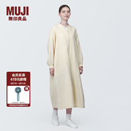 無(wú)印良品（MUJI）女式 木棉混雙層紗織長(cháng)袖連衣裙長(cháng)裙裙子襯衫裙 BC2IOC4S 原色 M 160/84A