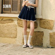 森馬（Semir）半身裙女蕾絲花邊百褶裙溫柔俏皮2025夏季新款松緊腰短裙甜美 深藍80801 L