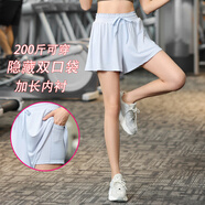 ANTCITY 202025新款胖mm大尺碼夏速干 干防走光運(yùn)動短褲女外穿健身瑜伽跑步 藍(lán)色短褲 M
