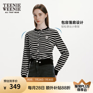 Teenie Weenie小熊女裝簡(jiǎn)約時(shí)尚秋冬短款圓領(lǐng)針織衫長(zhǎng)袖空調(diào)衫外套開(kāi)衫罩衫 黑色 XS (155)