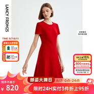朗姿【三醋酸Basic衣櫥】休閑連衣裙夏季新款裙子高級感明星同款 大紅色3 M 160/80A