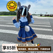 G.DUCKKIDS兒童兔子警官衣服女童瘋狂朱迪cos連衣裙動(dòng)物城洛麗塔女孩公主裙 腰帶包包毛球頭飾【單買(mǎi)不發(fā)】 130 (建議身高120cm 8-9歲)cm