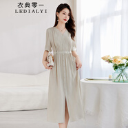 衣典零一（LEDIALYI）杭州真絲連衣裙女夏季2025年新款高端品牌氣質(zhì)顯瘦媽媽桑蠶絲裙子 杏色 M