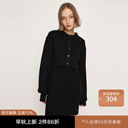 moussy&sly新品簡(jiǎn)約歐美風(fēng)兩件套短款針織連衣裙030HSM73-0210 黑色020 M 00002/M