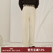 CULTUM【男女同款 純棉燈芯絨】秋冬加厚休閑雙排扣青果領(lǐng)西服套裝男 白色西褲 32