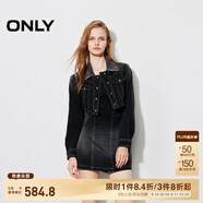 ONLY春夏復古水洗牛仔裙套裝短裙連衣裙女|124442003 J09 深牛仔灰色 L (170) 88A