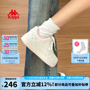 KAPPA卡帕背靠背女鞋夏季透氣小白鞋子女款板鞋新款潮鞋百搭休閑運動鞋 冬日白/奶茶粉 35