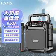 CXMX藍(lán)牙音箱戶外手提便攜式大音量廣場(chǎng)舞音響無(wú)線小型家用低音炮地?cái)倲[攤喇叭微信收款播放器 K503單麥（專業(yè)聲卡特效版）